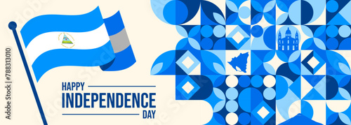 Nicaragua Independence Day Banner. National holiday celebrated on September 15. Vector template for banner, greeting card, flyer, etc.

