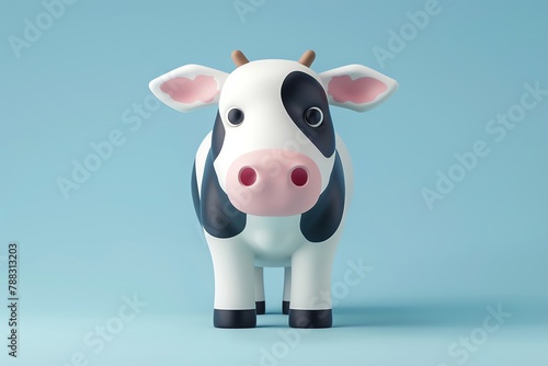 Cow 3d  cartoon  flat design