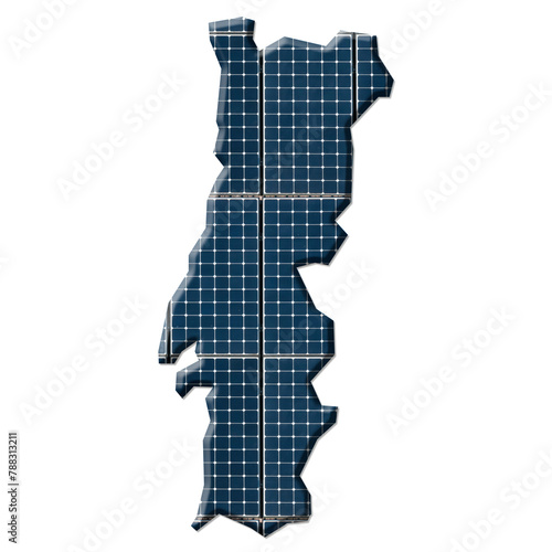 Solar energy photovoltaic panels in the shape of a map of Portugal © Richard