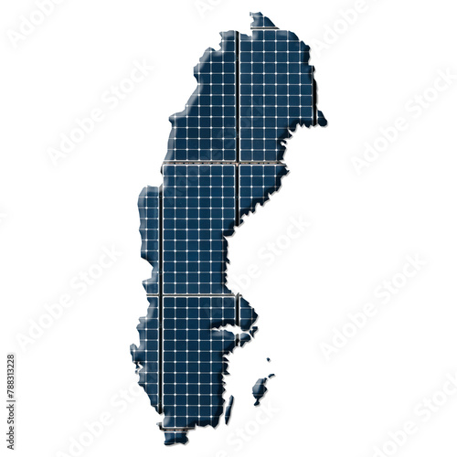 Solar energy photovoltaic panels in the shape of a map of Sweden © Richard