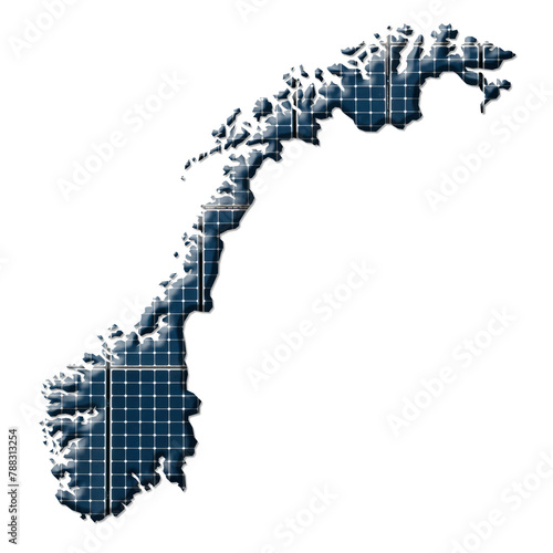 Solar energy photovoltaic panels in the shape of a map of Norway © Richard