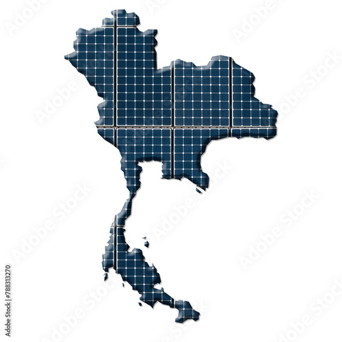 Solar energy photovoltaic panels in the shape of a map of Thailand © Richard