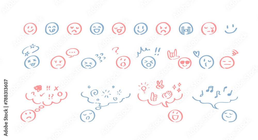 シンプルでかわいい手描きの絵文字装飾イラストセット 感情 閃き 疑問 表情 お洒落 落書き マーカーペン シンプルでかわいい手描きの絵文字装飾イラストセット 感情 閃き 疑問 表情 お洒落 落書き マーカーペン