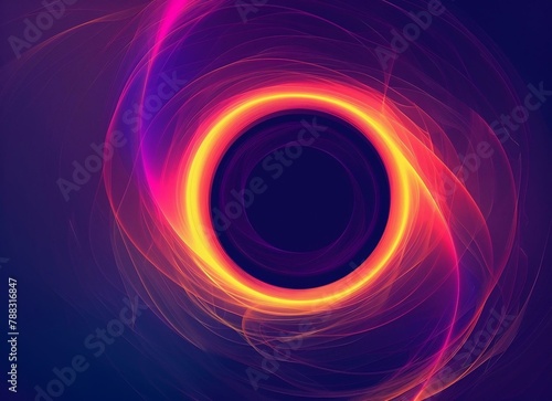 black hole, gradient background, vector illustration, purple and orange colors, dark blue tones, minimalist style, circular shape, simple details, smooth lines, high resolution, clear outline light ef