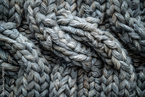 A close up of a knitted blanket with a knot