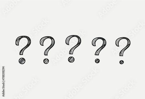 Vector Illustration of Hand-drawn Doodle of Exclamation Point and Question Sign Mark Set