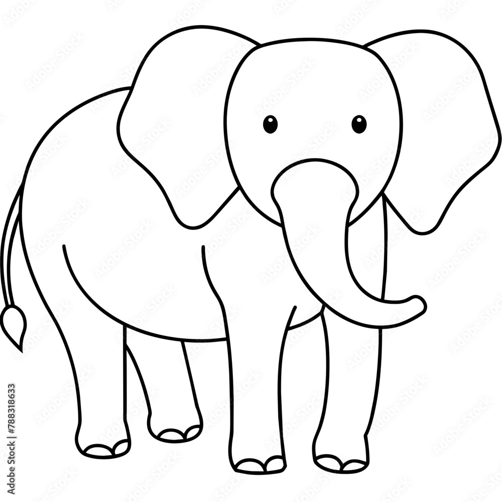 Fototapeta premium elephant illustration mascot,elephant silhouette,horse vector,icon,svg,characters,Holiday t shirt,black elephant drawn trendy logo Vector illustration,elephant line art on a white background