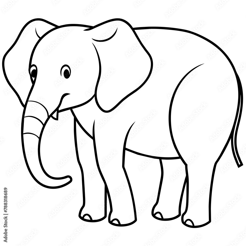 Fototapeta premium elephant illustration mascot,elephant silhouette,horse vector,icon,svg,characters,Holiday t shirt,black elephant drawn trendy logo Vector illustration,elephant line art on a white background