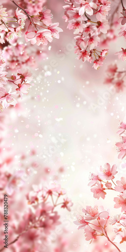 Vertical Cherry blossom frame use as background.