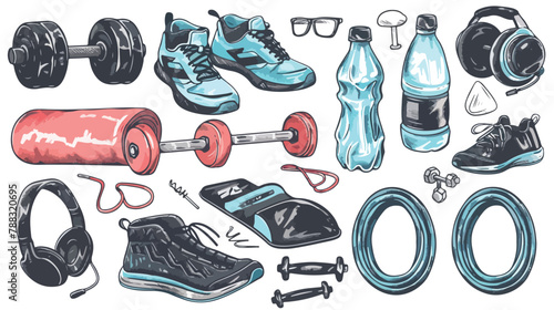 Four Sport equipment. Fitness inventory gym accessori photo