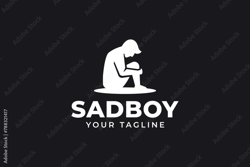 sad boy silhouette logo design for element design for volunteer non profit community