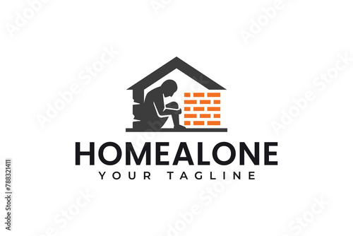 people alone in broken homes logo design for volunteer non profit community