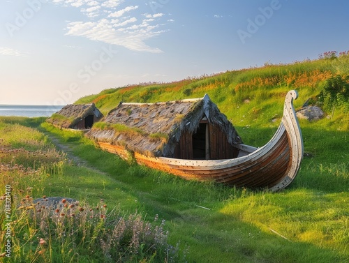 L'Anse aux Meadows, Viking settlement in Newfoundland, Canada photo