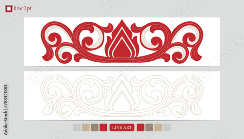 Wallpaper Mural Luxury festive Chinese oriental traditional culture premium classical decoration red gold line art design vector illustration. Covers, greeting cards, logos, packaging, posters, backgrounds -Greeting Torontodigital.ca