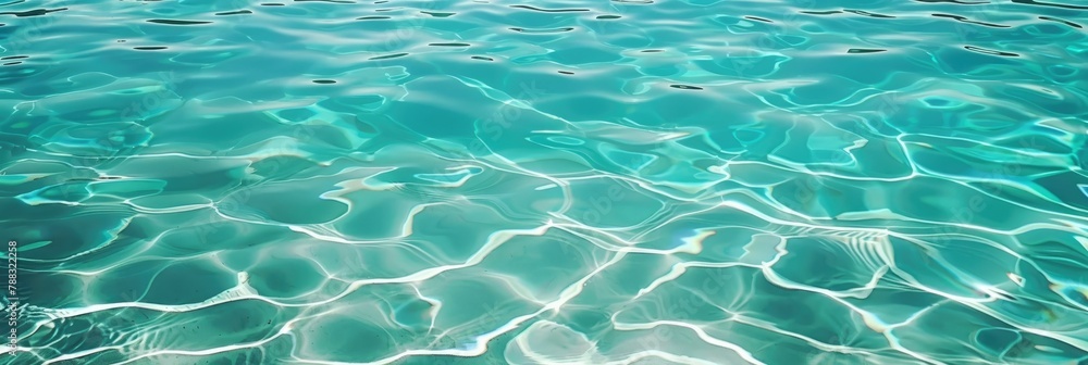 Tranquil turquoise water texture closeup - Calm and serene shot of water's surface reflecting light, showcasing the pattern and texture of gentle turquoise waves