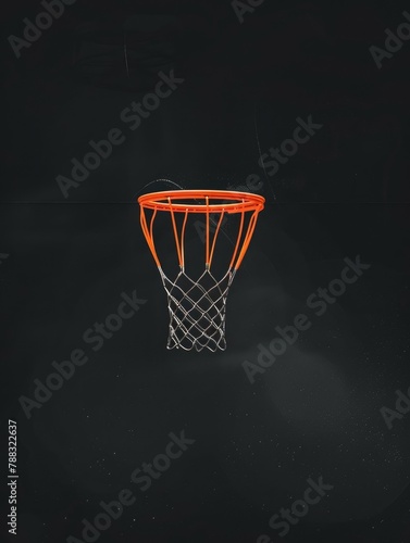 Basketball hoop glowing in the night - Mystically glowing basketball hoop against pitch-black night, representing goal pursuit and challenge in sports and life © Mickey