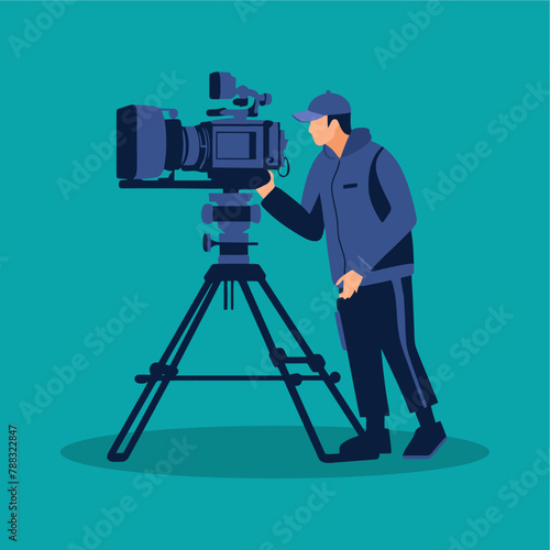 vector flat cameraman concept... photo