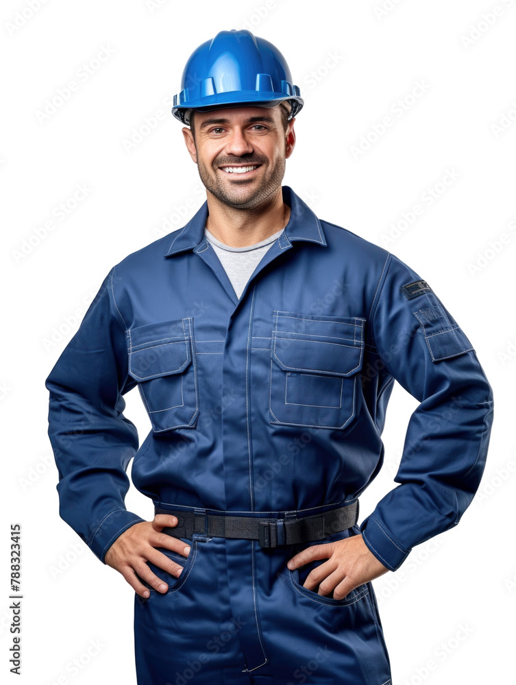 technical man wear blue uniform in white background technical man wear blue uniform in white background