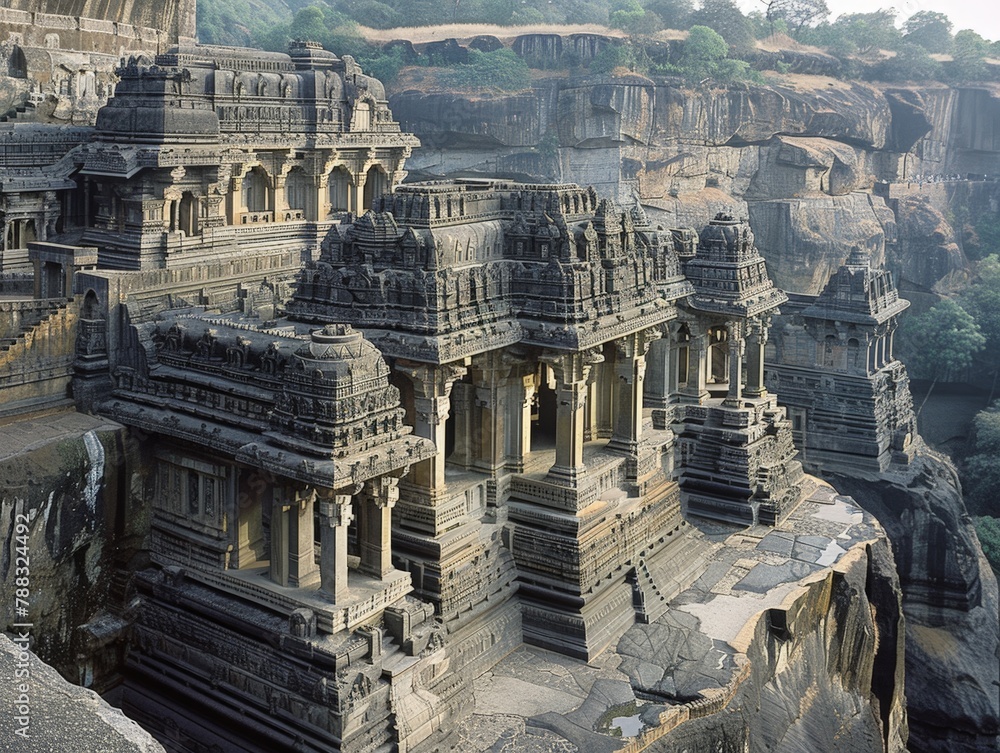Ellora Caves, rock-cut temples in India