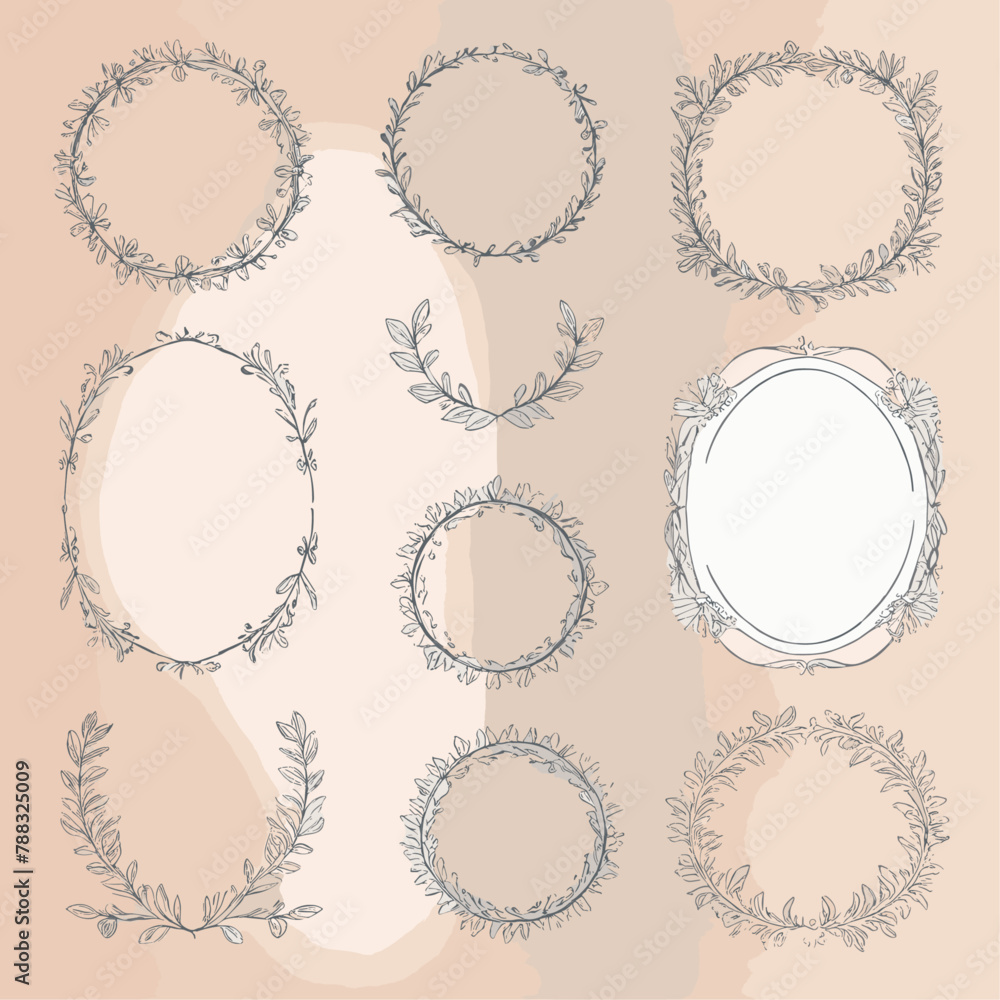 Set of hand drawn floral frames dividers vector image Set of hand drawn floral frames dividers vector image
