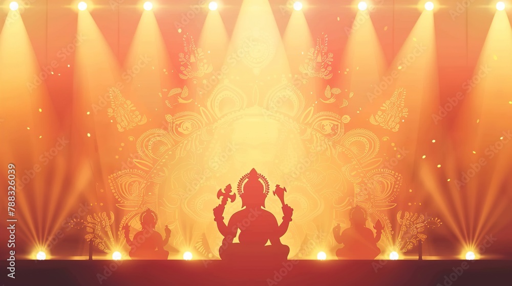illustration of Lord Ganpati background for Ganesh Chaturthi - obrazy, fototapety, plakaty 