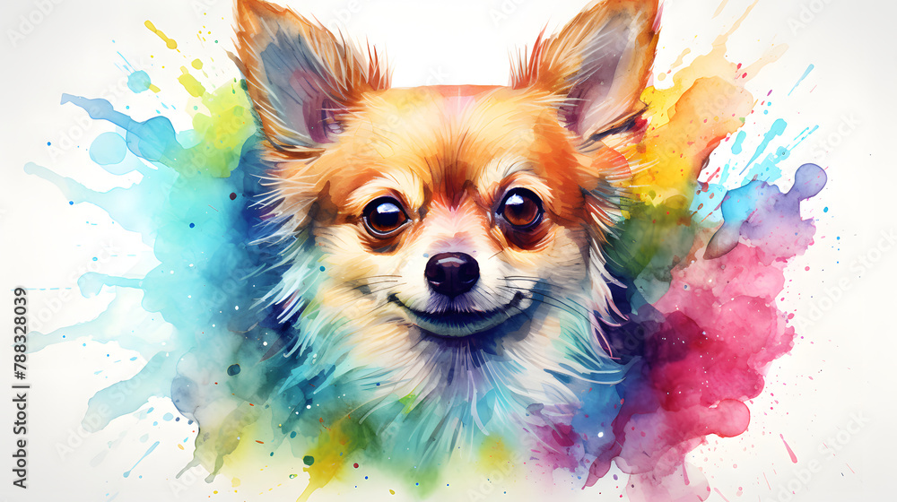 Vibrant Watercolor Painting of a Chihuahua