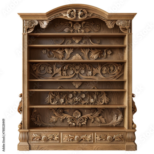 ornate wooden bookshelf photo