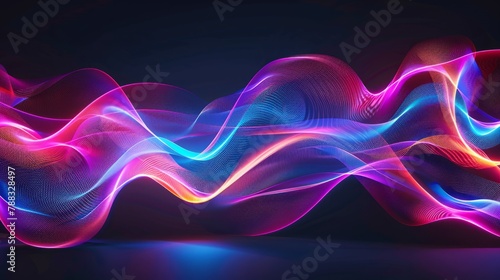 Obraz na płótnie Abstract neon wave on black background hyper realistic 