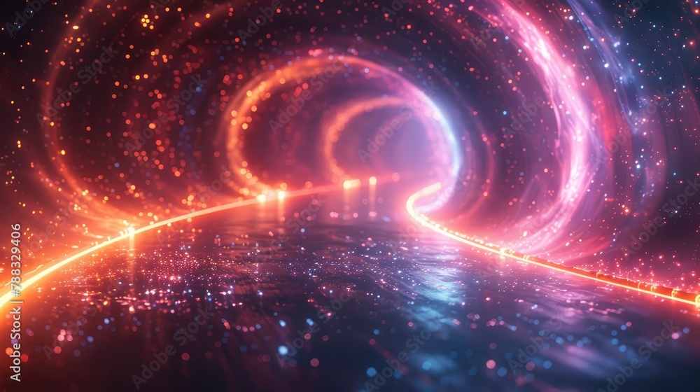 abstract flight in retro neon hyper warp space in the tunnel d illustrationimage illustration