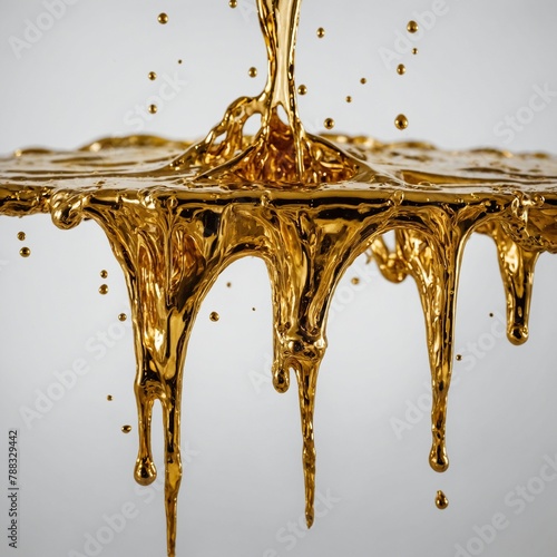 melted gold dripping isolated on transparent background cutout