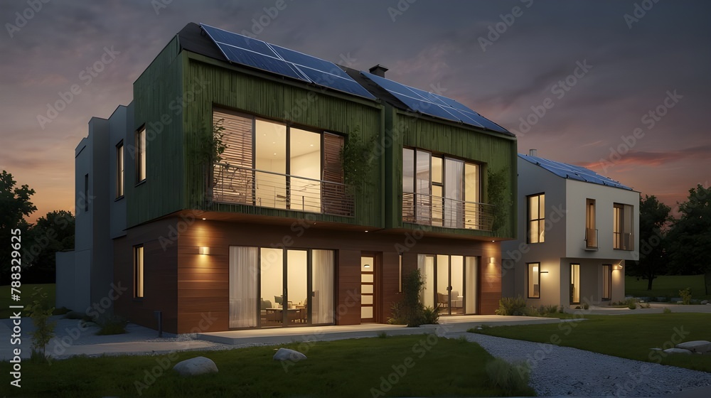 View of In order to reach net zero energy usage, a green building development ...