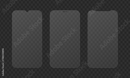 Vector screen protector film or glass cover. Screen protect Glass