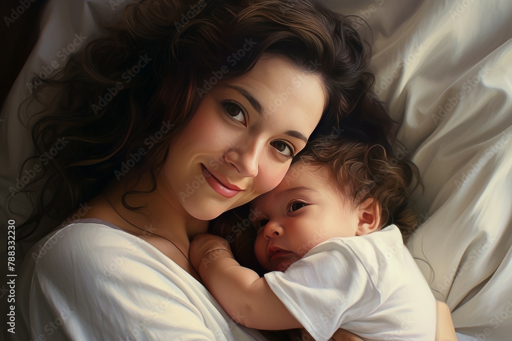 Blissful Happy mother baby. Home kid. Generate Ai Blissful Happy mother baby. Home kid. Generate Ai