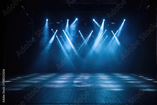 Empty Stage with Dramatic Spotlight Illumination © Katyam1983