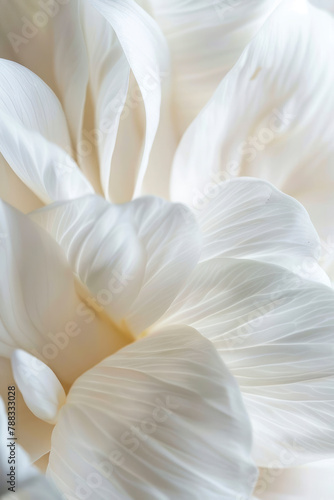 Vertical Close up of white flower petal, shades of white.