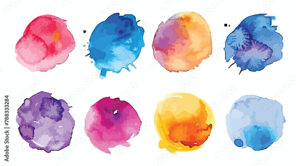 Watercolor spots set. Realistic bright colorful stain