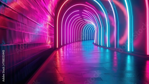Luminous Neon Passage:A Mesmerizing Architectural into the Future