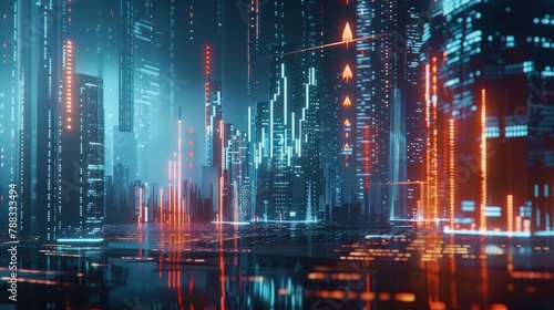 Wallpaper Mural Finance backdrop unites stats, candlesticks, bar chart, uptrend arrow for economy theme Generative AI hyper realistic  Torontodigital.ca