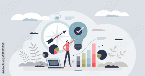 Mentorship for entrepreneurs or effective mentor support tiny person concept. Successful business growth with smart leadership vector illustration. Learning about growth and development strategy.