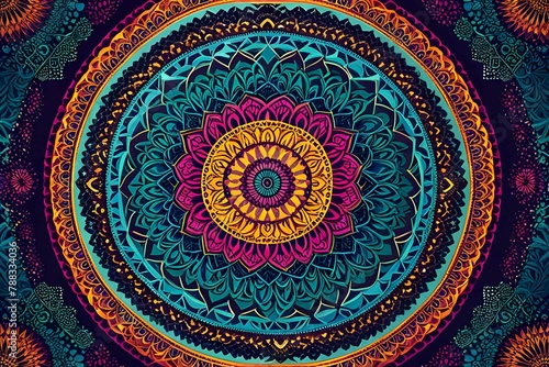 stunning intricate mandala background with geometric patterns and vibrant colors