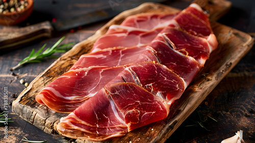 Decadent Delicacy of Iberian Ham Ready for Carving in Authentic Rustic Setting