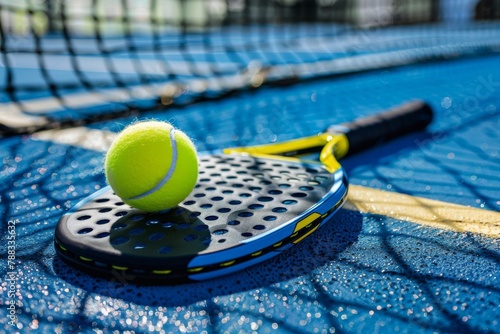Equipment and court for paddle or padel tennis