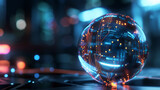 futuristic cyber tech background digital data globe with glowing binary lines, modern technology wallpaper
