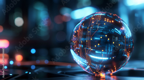 futuristic cyber tech background digital data globe with glowing binary lines  modern technology wallpaper
