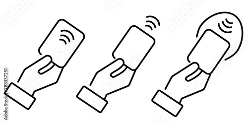 Contactless NFC wireless payment icon set. Credit card nfc payment vector sign.