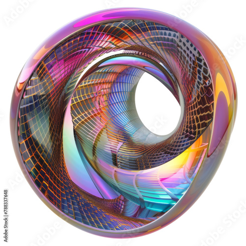 holograph abstract 3d twisted chrome shape. Liquid chrome organic shape