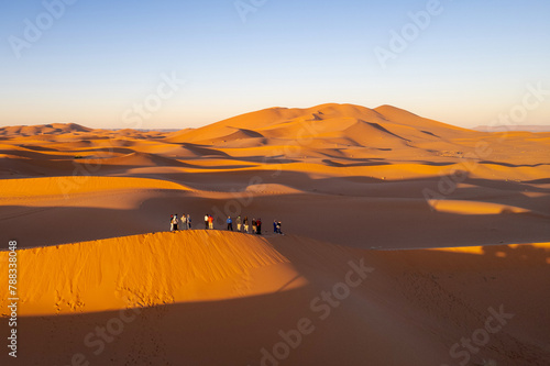 Tourists in the Sahara Desert on sandboarding © Allen.G