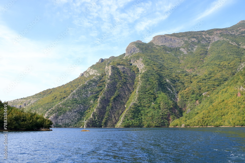 View of Koman lake in Albania