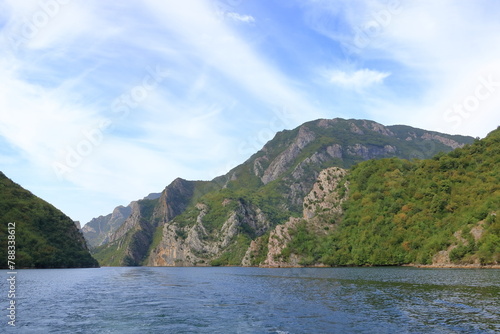 View of Koman lake in Albania