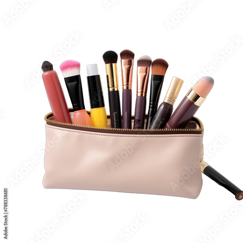 Colorful makeup brushes isolated on white background